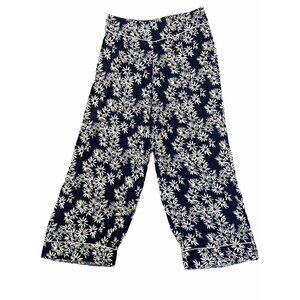 Rixo Pajama Womens Navy Blue White Floral Wide Leg Pants Asia Kimono London